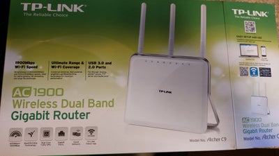 Router, wireless, TP-LINK , God, TP-LINK wireless Dual Band. AC 1900 
Gigabit router 
I original æsk