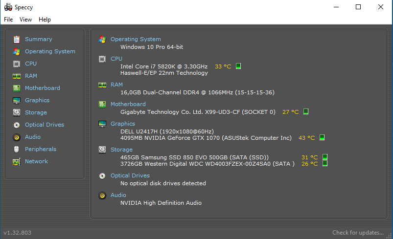 Selvbyg, Intel i7 m. 4.5TB HDD og Nvidia 1070, 3.30 Ghz