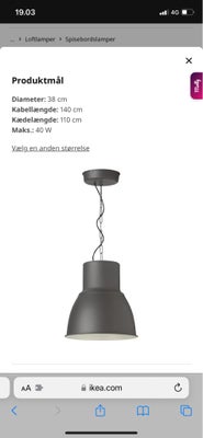 Pendel, Ikea, Super fin lampe, uden skræmmer. Sælges grundet flytning. 