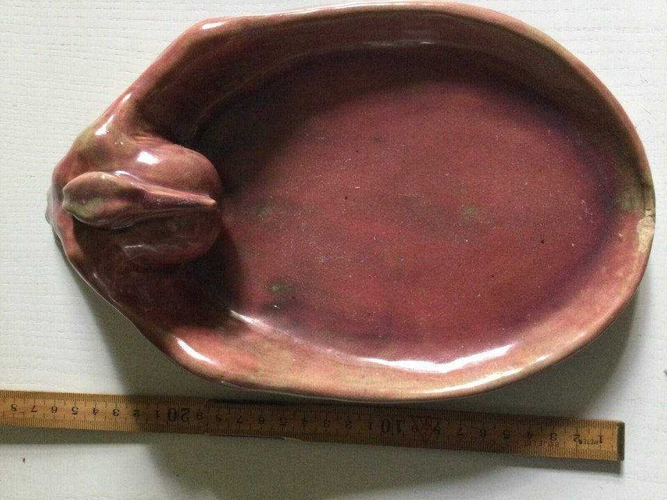 Pelikan/kalkun fad/skål keramik lustreglasur, ? Højst