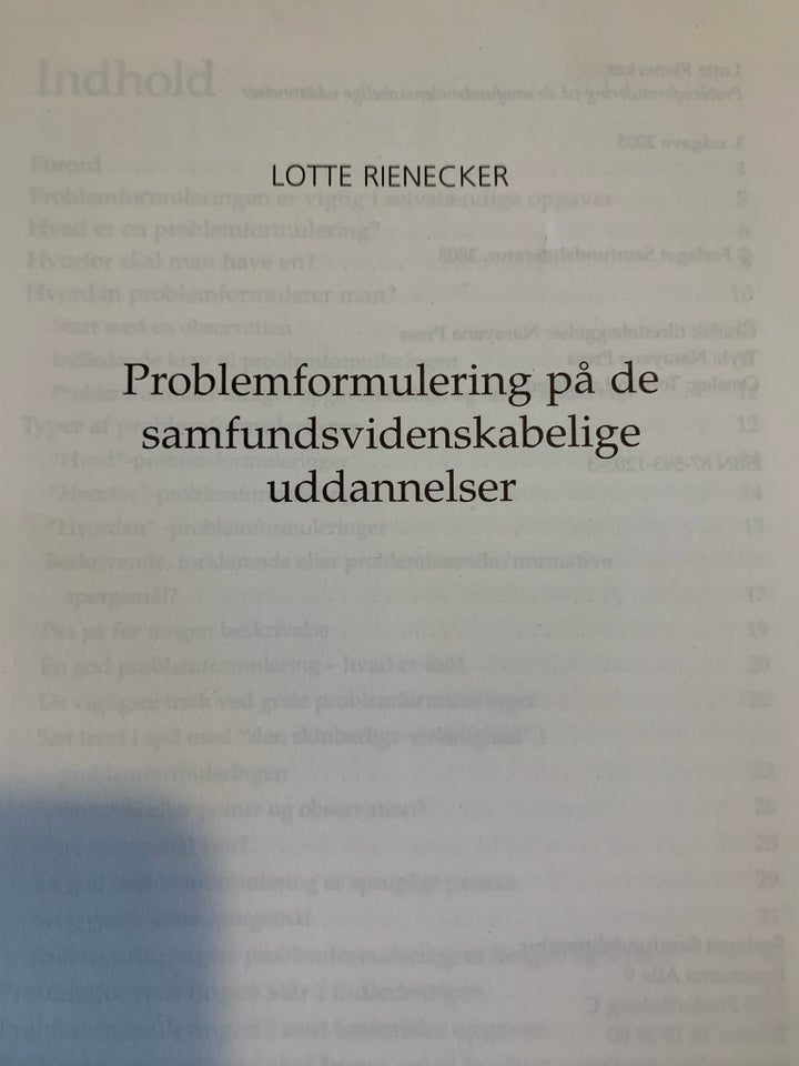 Problemformulering på de samfundsvidenskabelige , Lotte