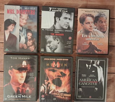 En verden udenfor m.fl., DVD, andet, Mrs. Doubtfire 
The Insider 
En verden udenfor 
Den grønne mil
