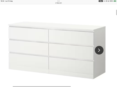 Kommode, b: 160 h: 78, Hvid kommode til soveværelse eller stue. Ikea MALM-model.

English: 
White ch