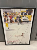 Plakat med ramme, motiv: København plakat, b: 70 h: 100
