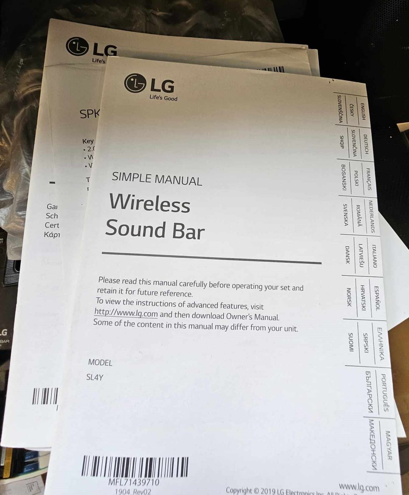 Soundbar, LG, SL4Y/ SPK8