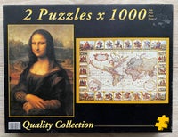 Mona Lisa + World Map 2x1000 brikker, puslespil