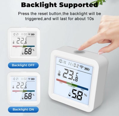 Termometer, Tuya Zigbee Wifi - Temperatur & fugtigheds Sensor med LCD Skærm 

Digital trådløs Termom