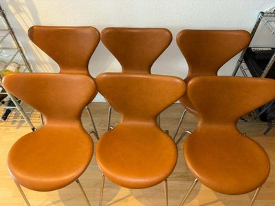 Spisebordsstol, Læder, Arne Jacobsen, 6x syveren / 7'eren stole i Cognac sælges.

Stolene er nyoptru