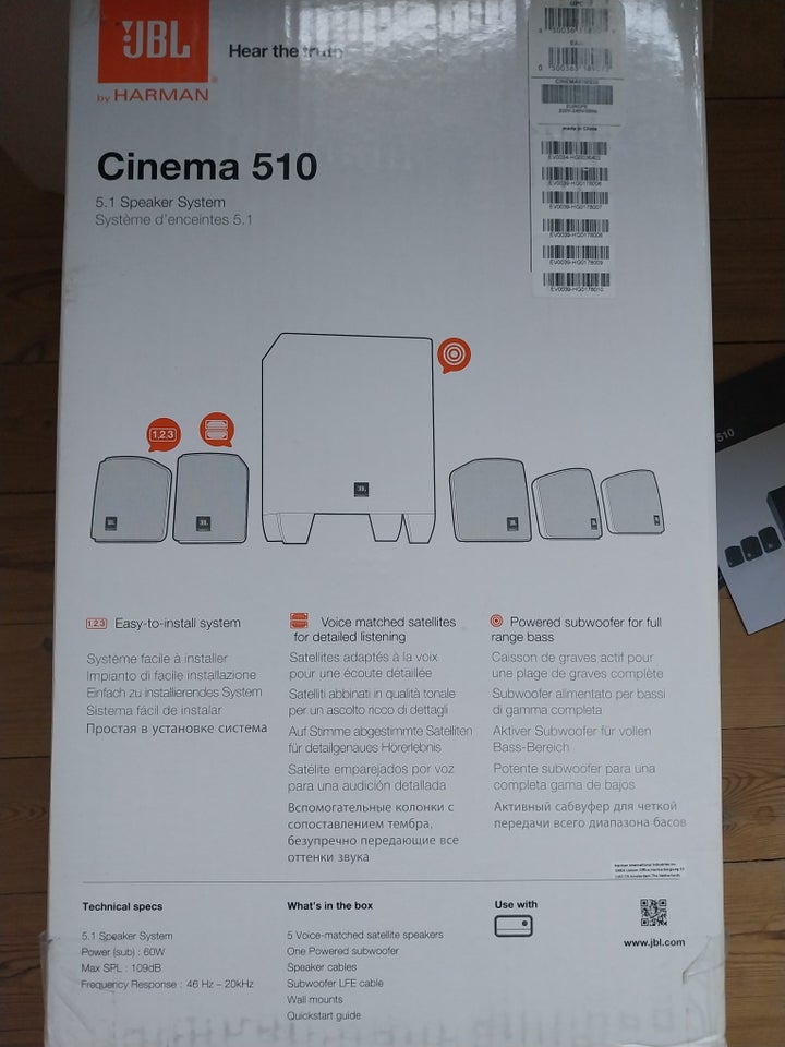 5.1 højttalersæt, JBL, Cinema 510