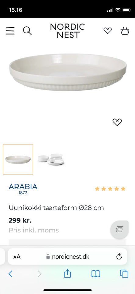 Porcelæn, Tærteform ovnfast, Arabia Finland