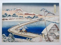 Plakat, Hokusai, motiv: Broen over Sano om vinteren