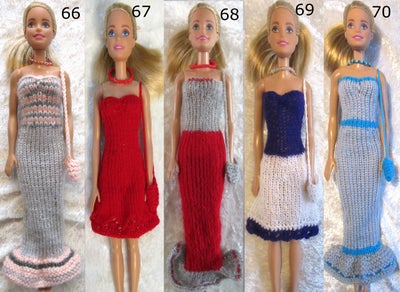Barbie, Barbie tøj, Barbietøj, NYT!, Hjemmestrikket/hæklet barbietøj. Alt tøjet er lige til at trækk