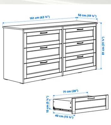 Kommode, Ikea SONGESAND kommode sælges grundet pladsmangel. Enkelte skrammer, men ellers fin stand. 