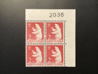 Grønland, postfrisk, AFA nr. 59 fireblok med øvre marginal