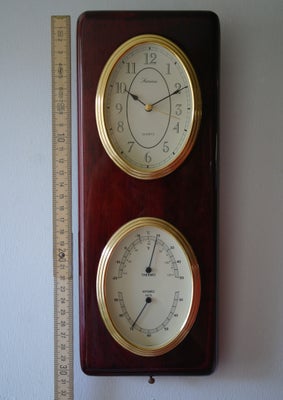 Vejrstation, Sanina, Termo- og hygrometer med quartz-ur med champagnefarvet skiver i klassisk kabine