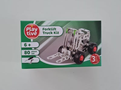 Byggesæt, Gaffeltruck, Play tive, Helt nyt og uåbnet sæt til at bygge en lille fin gaffeltruck. Inde