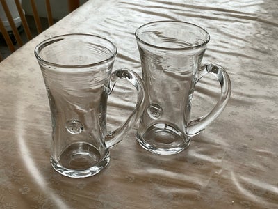 Glas, Ølkrus, Holmegård, 2 stk 100 kr. ca 40 år gamle