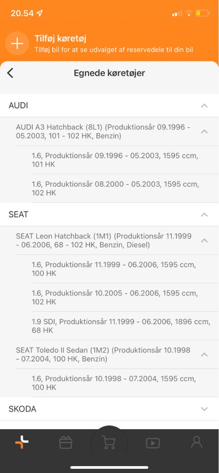 Styretøj, Hydraulikslange, VW 1,6 og 1,9 SDI