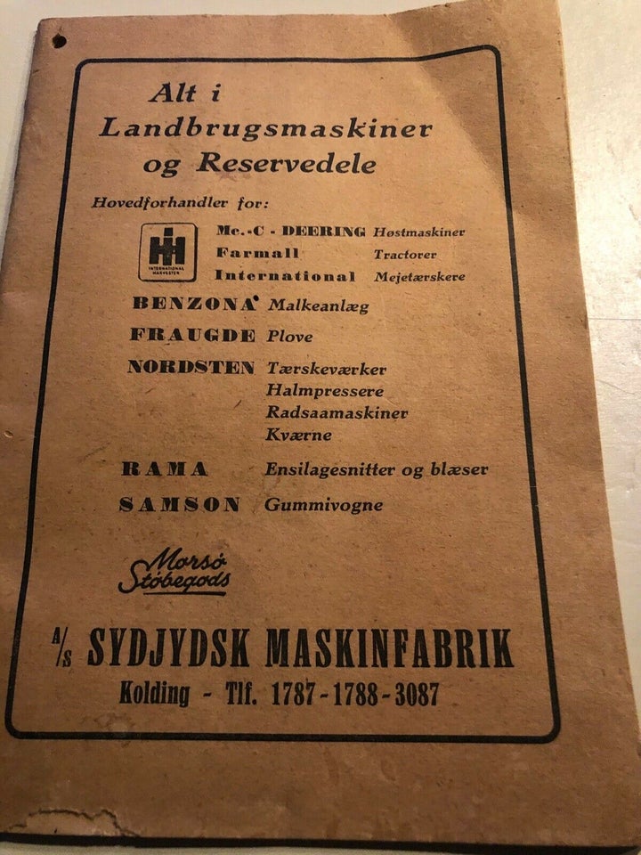 Alt i landbrugsmaskiner og. Reservedele , Anden, anden bog