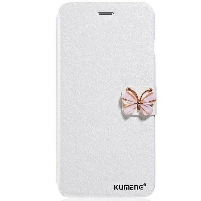 Cover, t. iPhone, Hvid flip cover med sommerfugl til iPhone