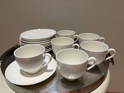 Porcelæn, Kaffekop med underkop, Hvedekorn Royal Copenhagen, 6 sæt hvedekorn kaffekopper med underko