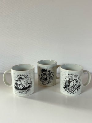 Keramik, Krus, Bjørn Wiinblad / Nymølle, 3 Årstids krus /kopper med hank med dekor af Bjørn Wiinblad