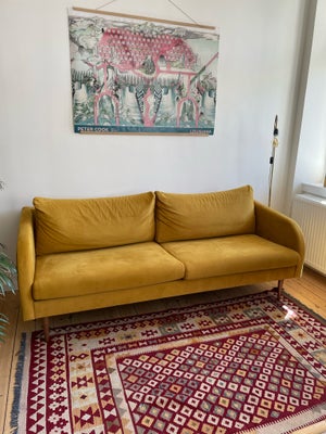 Sofa, velour, 3 pers. , Kragelund, 3 personers Kragelund sofa, model Husum, i smukt gult velour. Rig