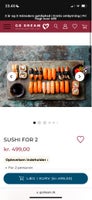 Sælger tre “Sushi for to” gavekort fra Godream....