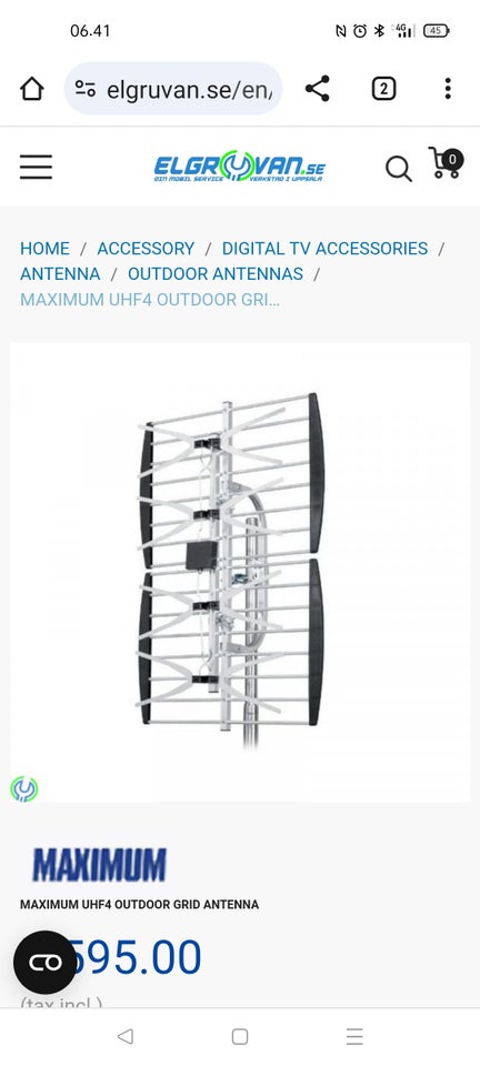 Udendørs DVB-T antenne, Maximum, UHF 4 grid antenne #20606