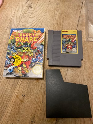 bucky o'hare, NES, bucky o'hare SCN dansk solgt, til Nintendo Nes. Rigtig fin papkasse, den har nogl