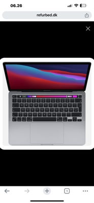 MacBook Pro, Apple M1 GHz, 8 GB ram, 256 GB harddisk, Perfekt, Lynhurtig 13,3" MacBook PRO Retina M1