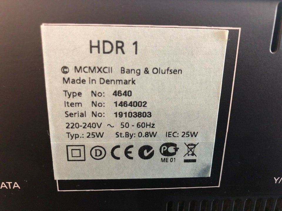 Bang & Olufsen, HDR 1, Harddiskoptager