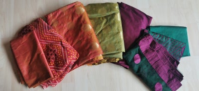 Stof, Indiske farverige stoffer af varieret størrelser, pænt store og lækker kvalitet