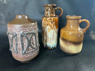 Keramik, Tyske keramik vaser, 

... Til venstre....
Brun lavaglaseret
Strehla vase - fra Østtyskland