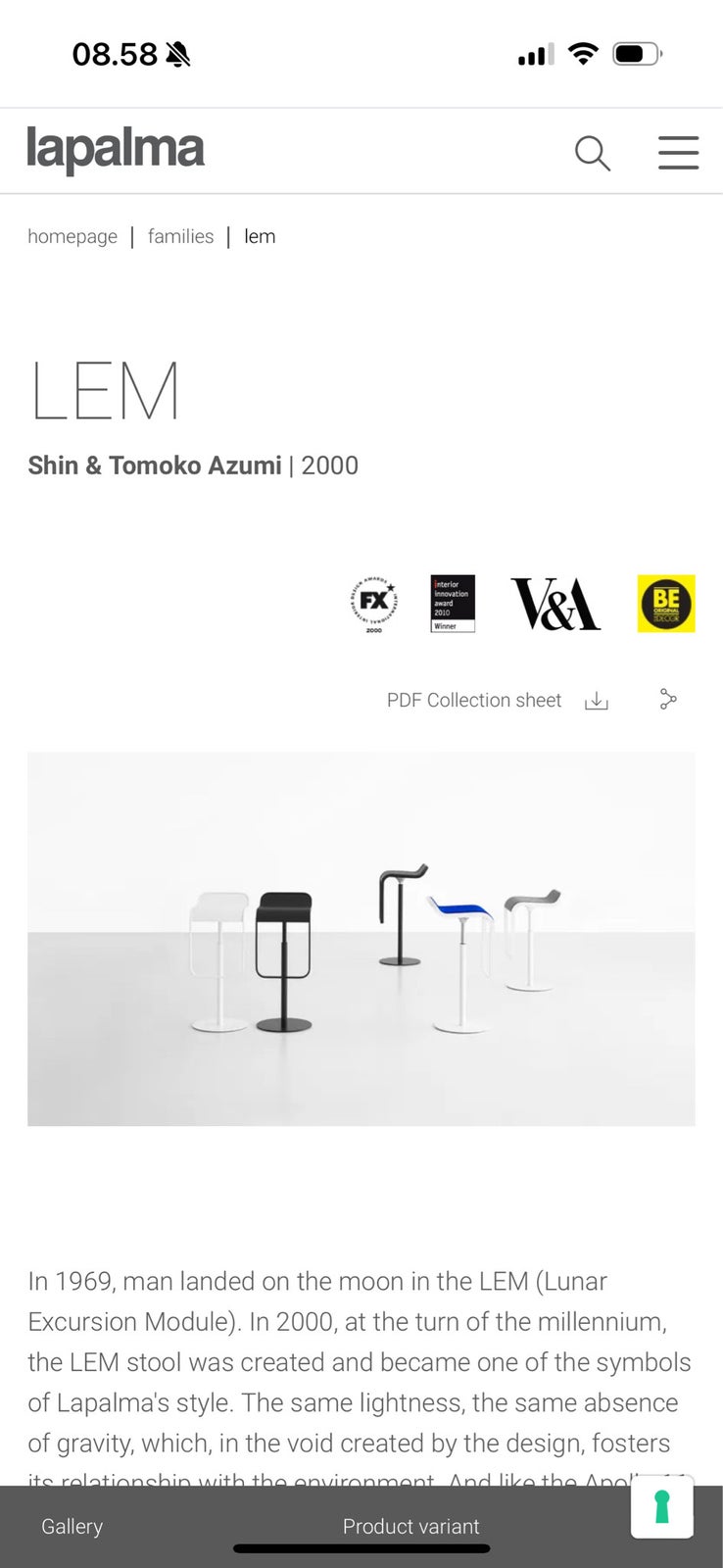 Shin & Tomoko Azumi, Model LEM , Barstole