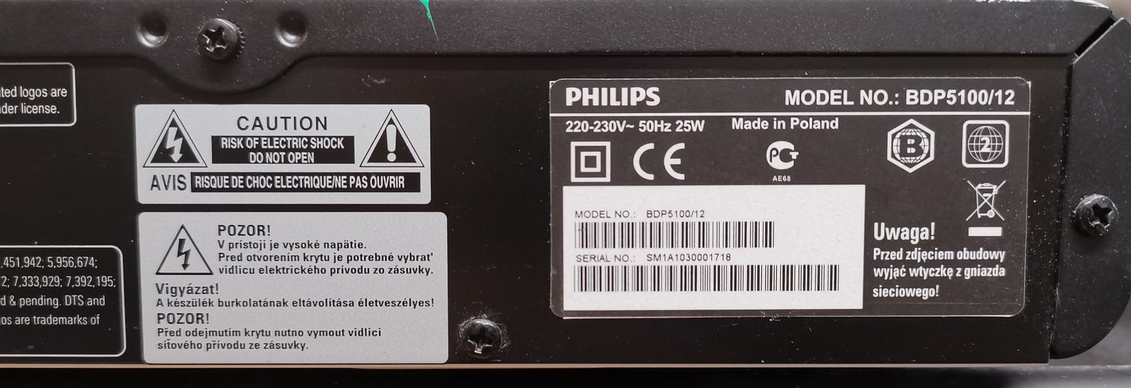 Blu-ray afspiller, kodefri, Philips