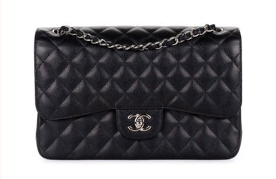 Crossbody, Chanel, læder, Chanel Jumbo Classic Flap Black Caviar Silver Hardware
Helt ny, købt i 202