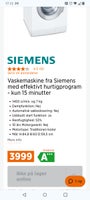 Siemens vaskemaskine, frontbetjent, 1400 omdr./min.