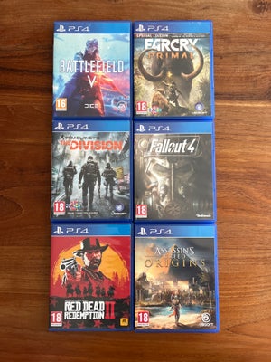 Red dead redemption 2 battlefield V farcry fallout, PS4, Sælger følgende spil til Playstation 4 mege