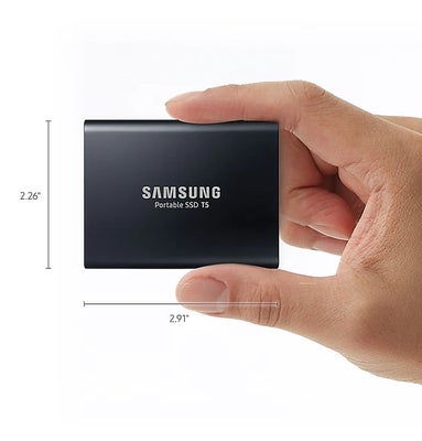 Samsung T5 , ekstern, 2000 GB, Perfekt, Samsung T5 Portable SSD 2TB har ultrahurtig dataoverførsel o