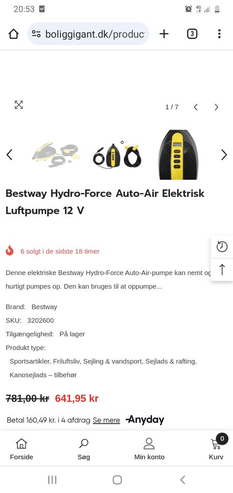 Bestway Hydro-Force Auto-Air Elektrisk Luftpumpe 12V