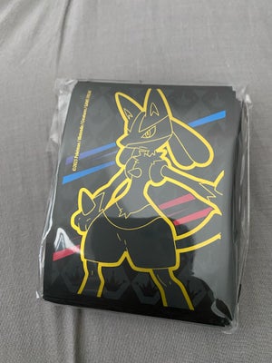 Samlekort, Pokemon plastik sleeves, Plastik sleeves til Pokemon kort med Lucario artwork bag på. Pak