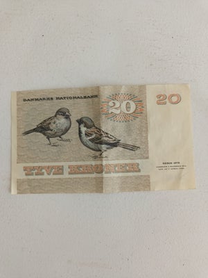 Danmark, sedler, 20, 1972, Flot 20 kr. Seddel. 
Serie 1972
Meget velholdt