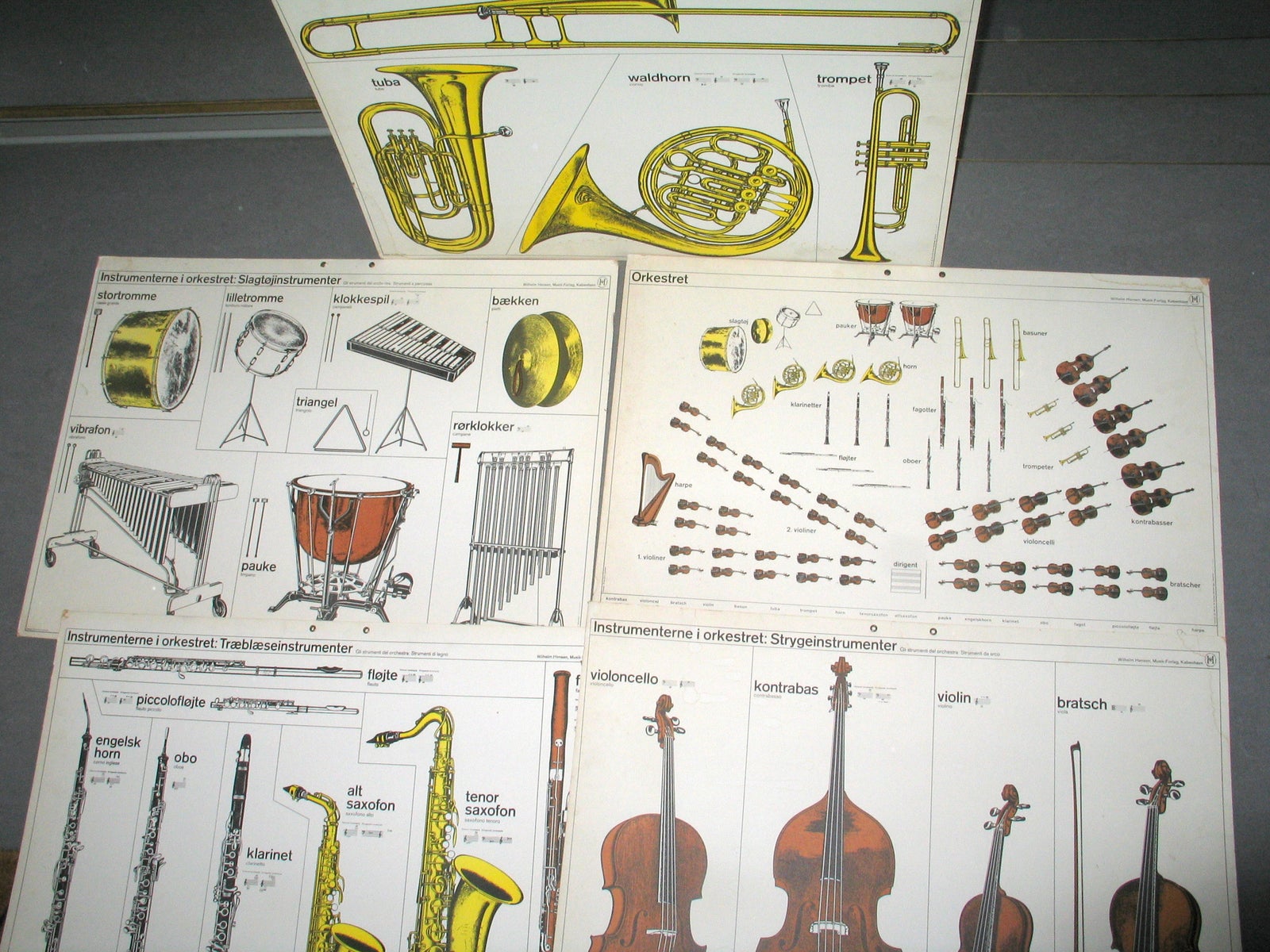 5 Vægtavler m musikinstrumenter og orkester indret