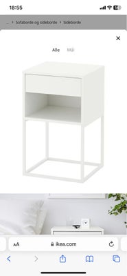 Sengebord, IKEA VIKHAMMAR, Ikea Vikhammar hvid 40x39 cm 