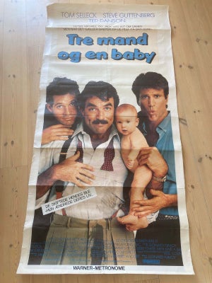 Filmplakat, Tre mand og en baby
Lidt slidt filmplakat på lærred
Ca 100x200 cm