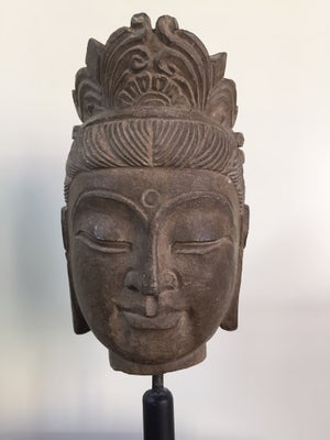 Smukt Buddah stenhoved, Kina, Sten, Købt på antikmarked/antikrejse i Kina for ca 20 år siden. 
Smukt