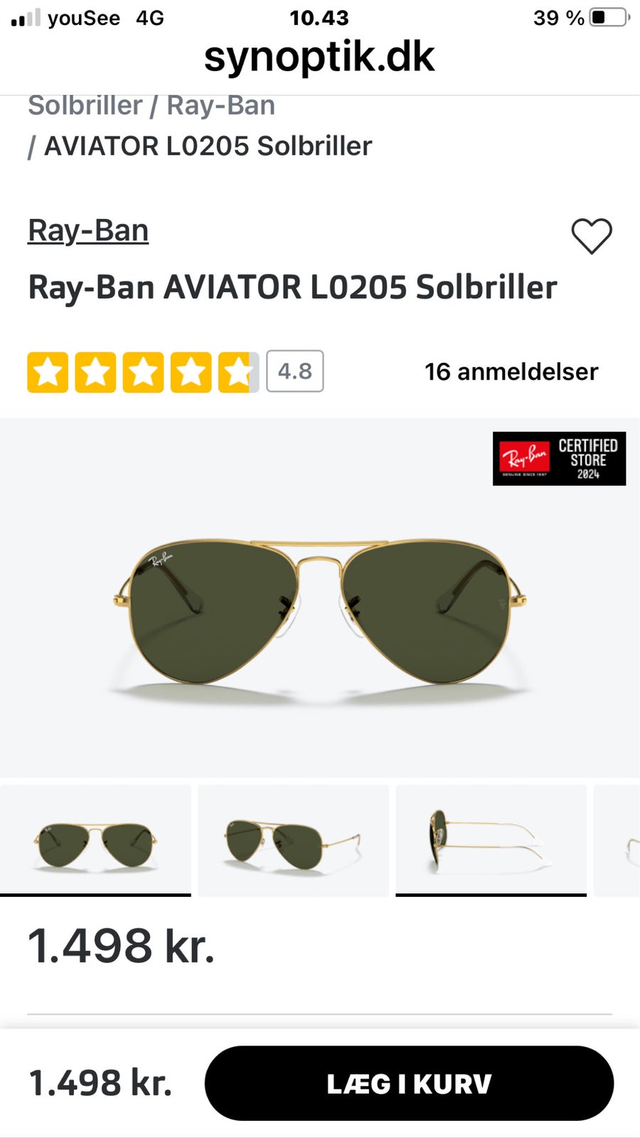 Solbriller unisex, Rayban