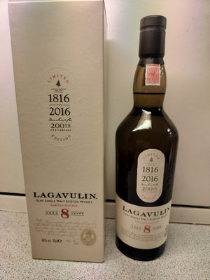 Vin og spiritus, Lagavulin Whisky, Destilleri: Lagavulin
Alder: 8 år
Type: Single Islay Malt Whisky
