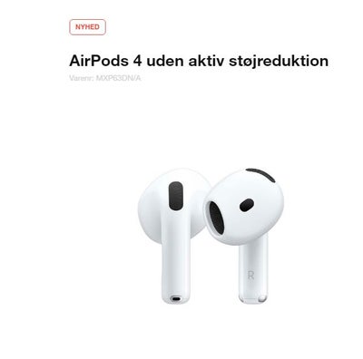 in-ear hovedtelefoner, Apple, AirPods 4 , Perfekt, Har lige købt disse til mig selv, men jeg fik de 